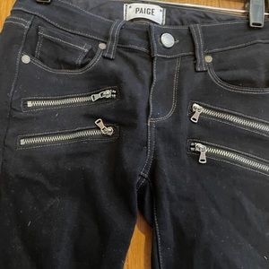 DESIGNER PAIGE black denim jeans with zippers
